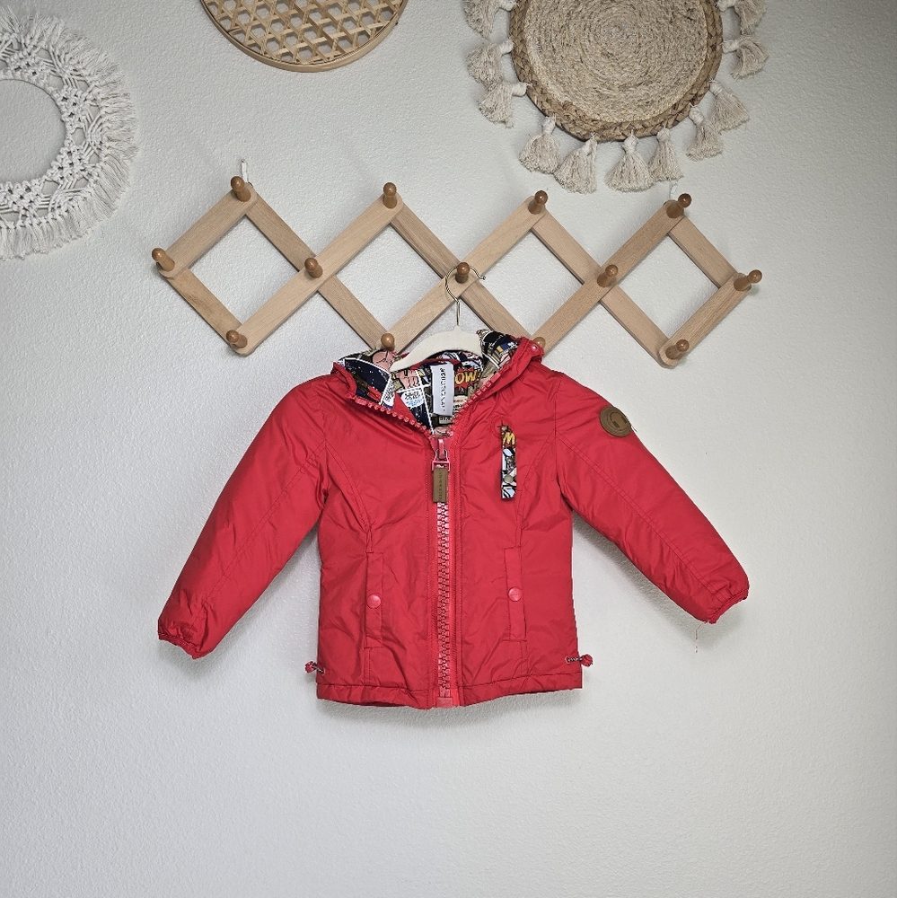 80DB Original Kids Comic Book Utility Puffer Jacket In Red Size 4
